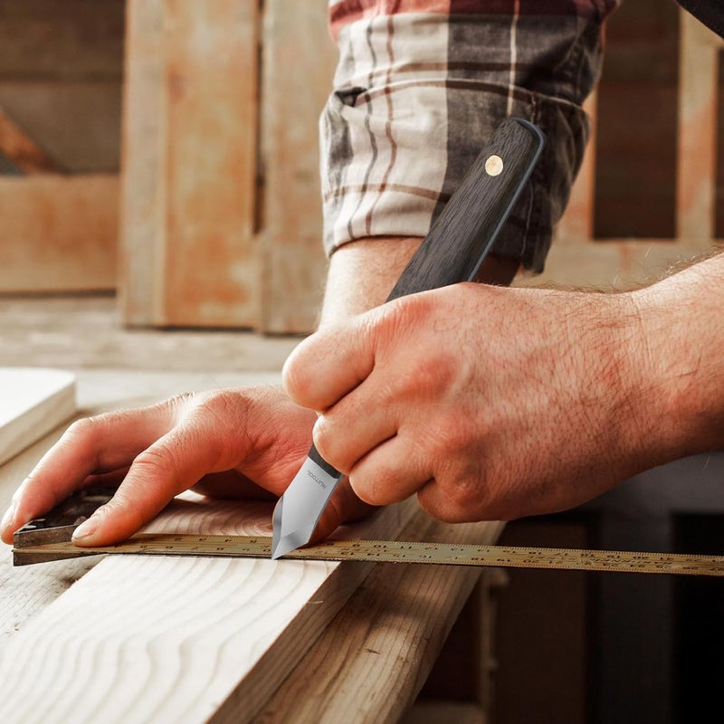 RUITOOL Marking Knife, Woodworking Scribing Knife with Leather Sheath, High Carbon Steel Double Beveled Blade Striking Knifes with Wooden Handle, Premium Quality Wood Scribe Tool for Carving - Image 5